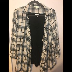 Plaid, blazer-style cardigan